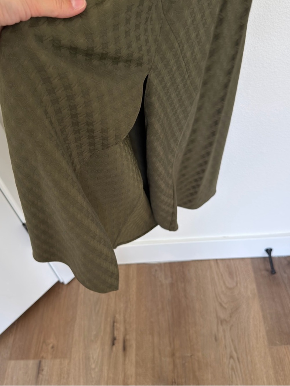 Ted Baker Joowani Olive Green Midi Dress A-Line Side Slit Size Small Women’s - Picture 3 of 10